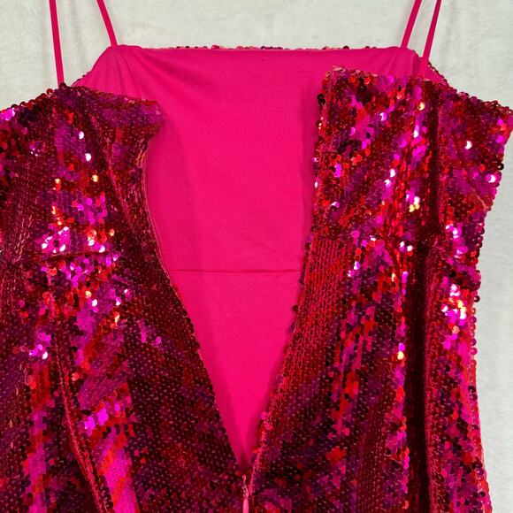 NWT Zara Womens Striped Sequin Dress Pink Red Mini Blogger Fave Cocktail Size S - Picture 8 of 16